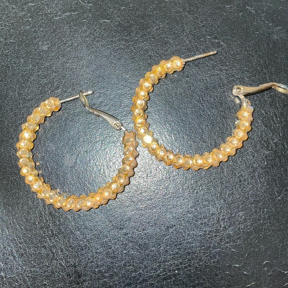 Swarovski Ballroom gold color small hoops - Picture 3 of 7